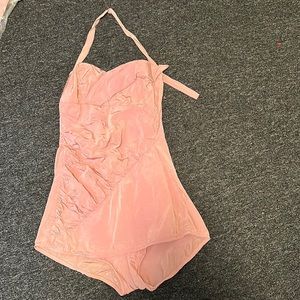 Rare vintage plus size pinup swimsuit vintage 16 pink bombshell halter